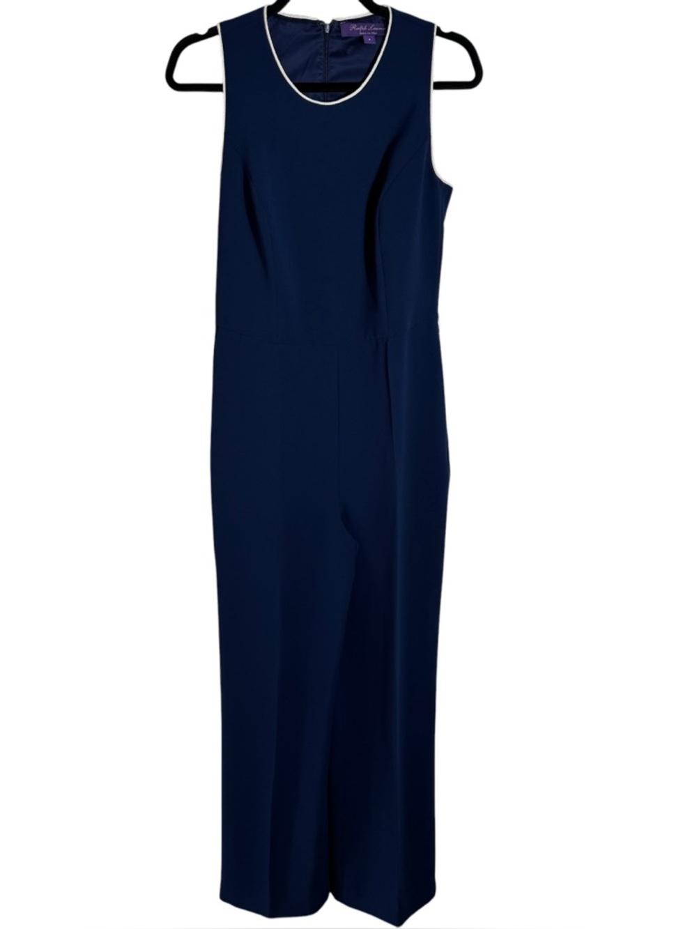 Ralph Lauren Purple Label Italy Navy Straight Leg Jumpsuit Size 8‎